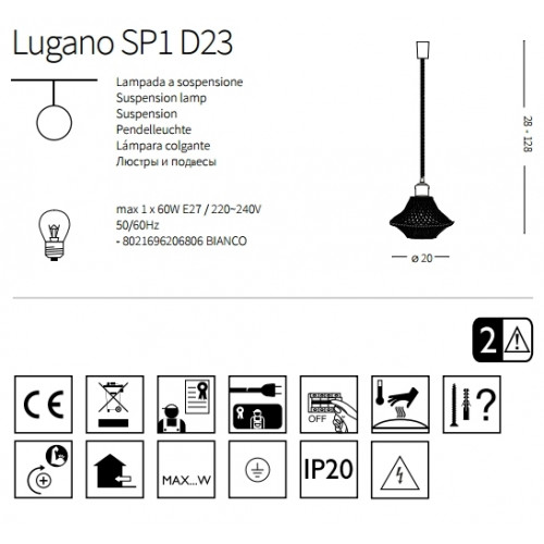 Люстра Ideal Lux LUGANO 206806