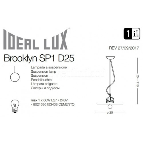 Люстра Ideal Lux BROOKLYN 153438