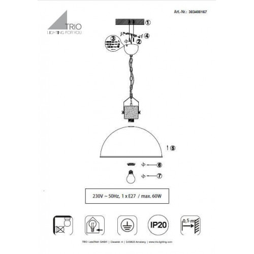 Люстра Trio DELHI 303400167