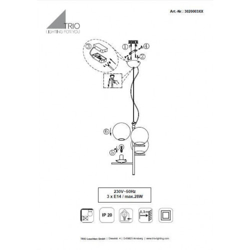Люстра Trio PURE 302000308