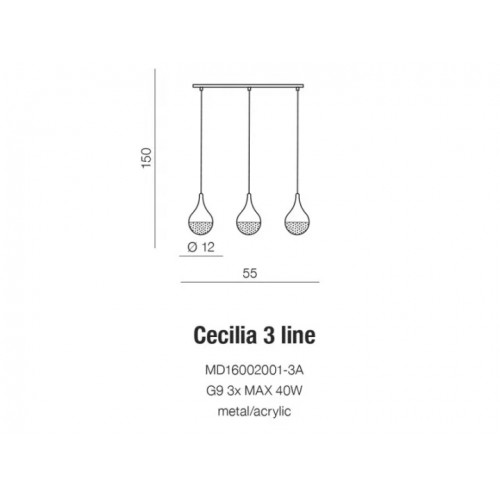 Люстра AZzardo CECILIA 3 LINE AZ2173 (MD160020013ABK )