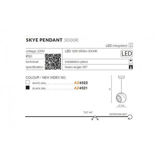Люстра AZzardo SKYE PENDANT 3000K AZ4521