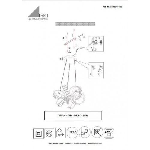 Люстра Trio CARRERA 325010105