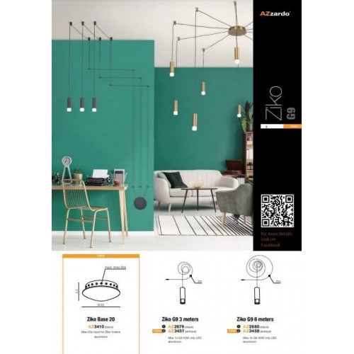 Патрон зі шнуром AZzardo ZIKO G9 6 meters AZ3458