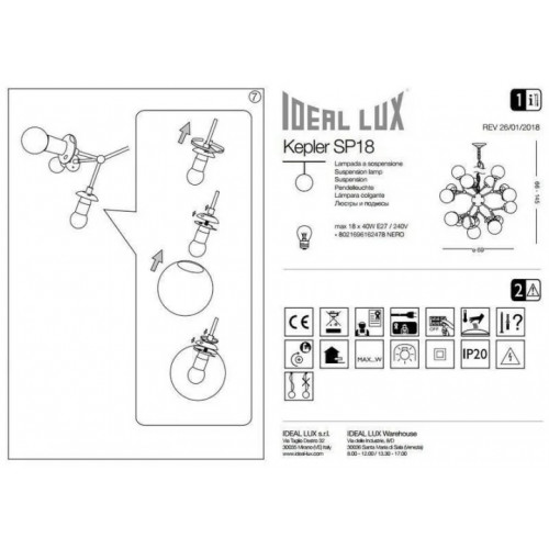Люстра Ideal Lux KEPLER 162478
