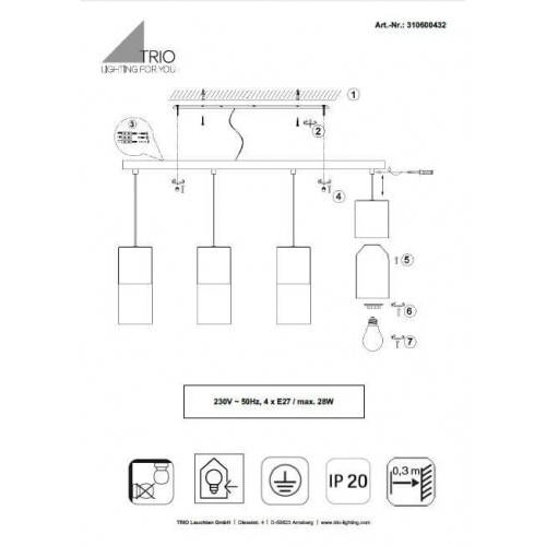Люстра Trio ROBIN 310600432