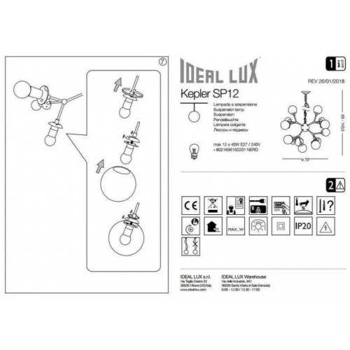 Люстра Ideal Lux KEPLER 162201