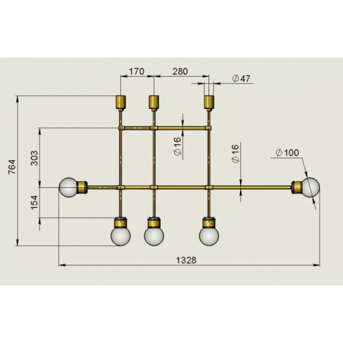 Люстра Pikart BRASS & GLASS 6279
