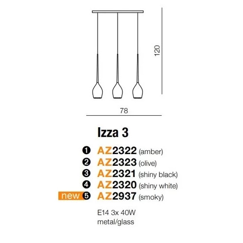 Люстра AZzardo IZZA 3 AZ2322 (MD1288B3 AM)