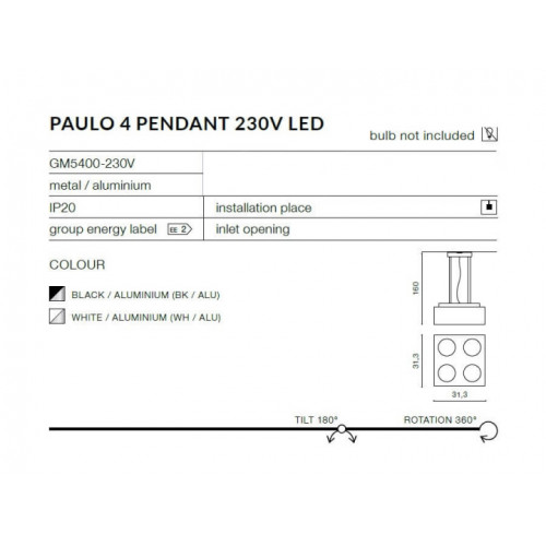 Люстра AZzardo PAULO 4 230V AZ0969 (GM5400WHALU)