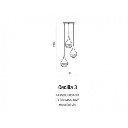 Люстра AZzardo CECILIA 3 AZ2174 (MD160020013BBK )