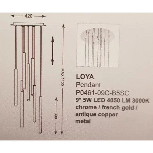 Люстра Zuma Line LOYA P0461-09C-B5SC