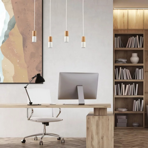 Люстра TK Lighting ELIT WHITE/WOOD 6307