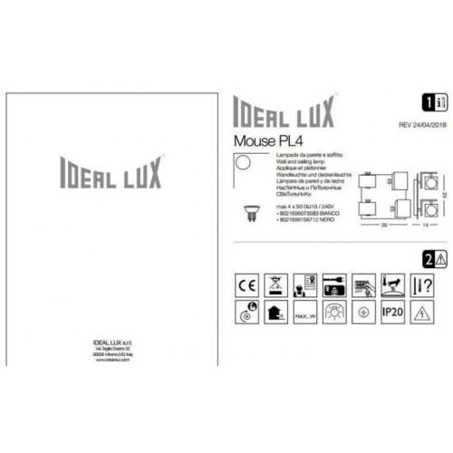 Стельовий світильник Ideal Lux MOUSE 073583