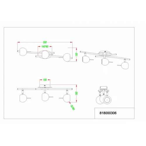 Стельовий світильник Trio BOWIE 818000306