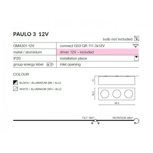 Точковий світильник AZzardo PAULO 3 12V AZ1797 (GM4301WHWH)