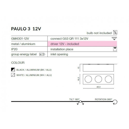 Точковий світильник AZzardo PAULO 3 12V AZ1797 (GM4301WHWH)