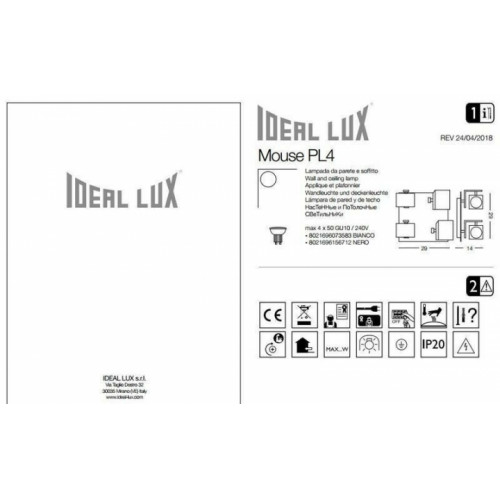 Стельовий світильник Ideal Lux MOUSE 073583