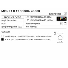 Точковий світильник AZzardo MONZA R 12 AZ2258 (SHR63400010BK)