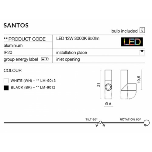 Точковий світильник AZzardo SANTOS AZ2417 (LM9013WH)