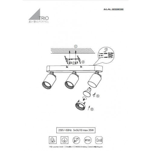 Стельовий світильник Trio PAGO 803500331