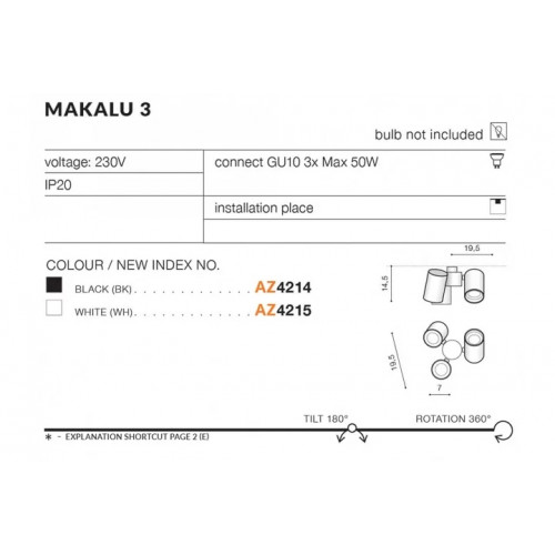 Стельовий світильник Azzardo MAKALU 3 AZ4214