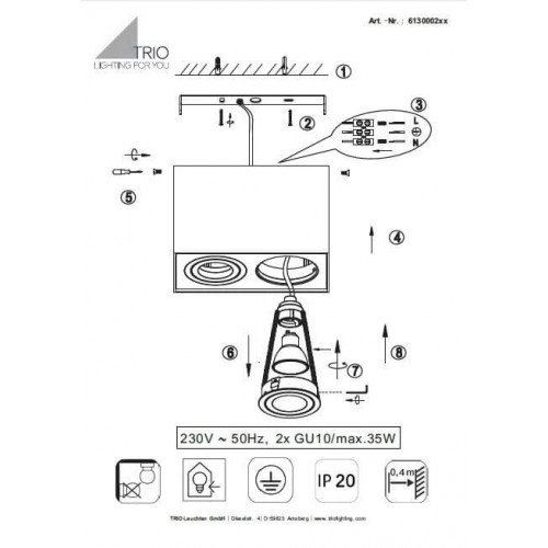 Точковий світильник Trio BISCUIT 613000232