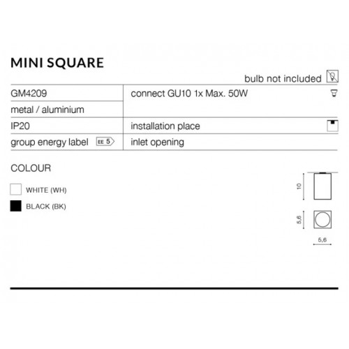 Точковий світильник AZzardo MINI SQUARE AZ1382 (GM4209BK)