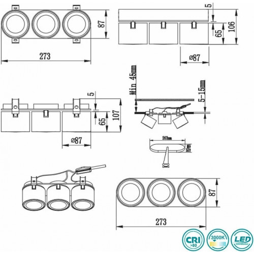 Стельовий світильник 2 в 1 Trio TAURUS 652910332