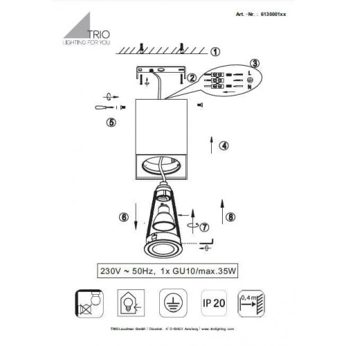 Точковий світильник Trio BISCUIT 613000132