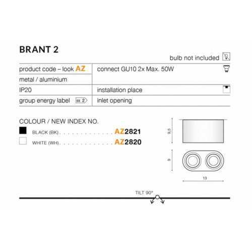 Точковий світильник AZzardo BRANT 2 AZ2821