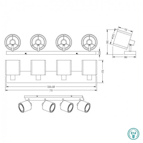Стельовий світильник Trio BURTON 811400432