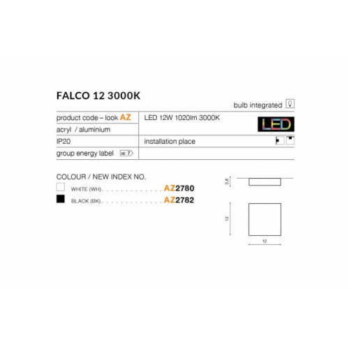 Точковий світильник AZzardo FALCO 12 4000K AZ2781