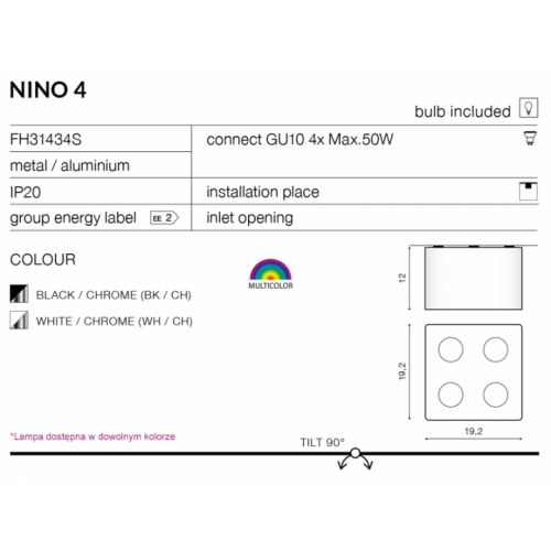Точковий світильник AZzardo NINO 4 AZ0851 (FH31434SWHCH)