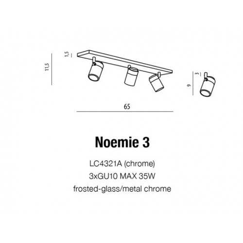 Стельовий світильник AZzardo NOEMIE 3 AZ1306 (LC4321ACH)