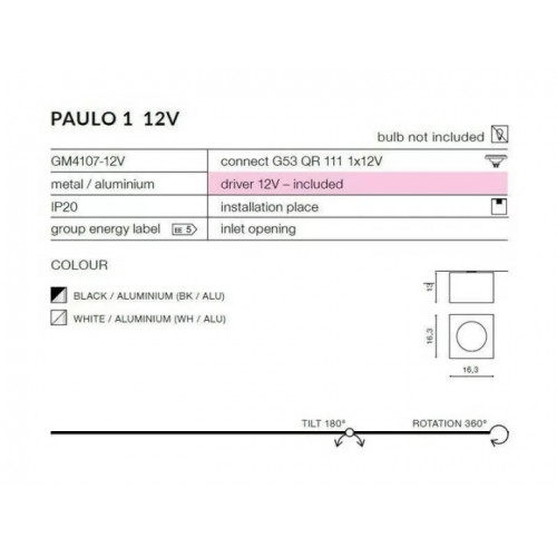 Точковий світильник AZzardo PAULO 1 12V AZ1259 (GM4107WHALU)