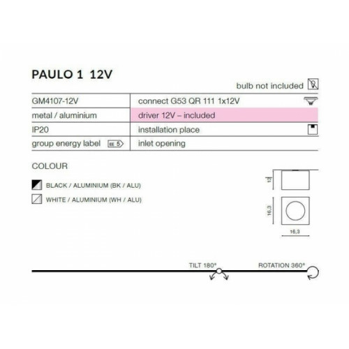 Точковий світильник AZzardo PAULO 1 12V AZ1259 (GM4107WHALU)