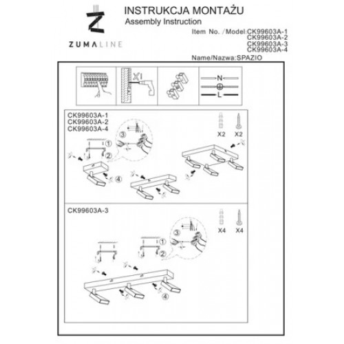Стельовий світильник Zuma Line SPAZIO CK99603A-2B