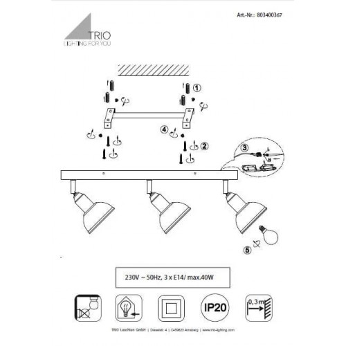 Стельовий світильник Trio DELHI 803400367