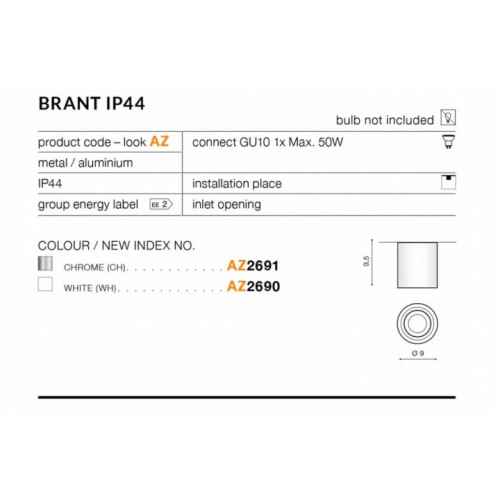 Точковий світильник AZzardo BRANT IP44 AZ2690
