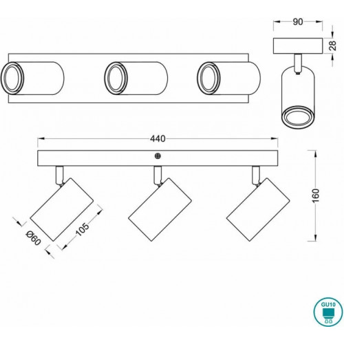 Стельовий світильник Trio MARLEY 812400332