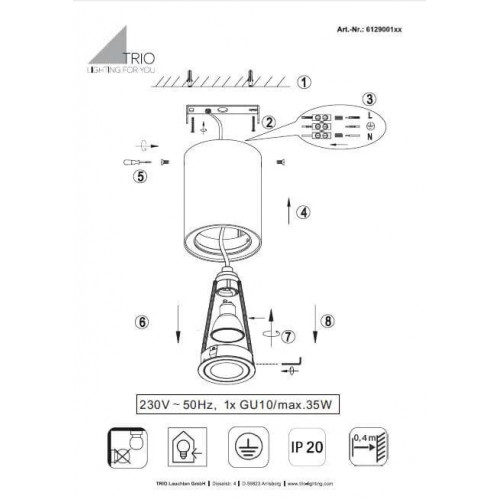 Точковий світильник Trio BISCUIT 612900132