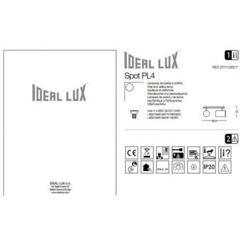 Стельовий світильник Ideal Lux SPOT 156774