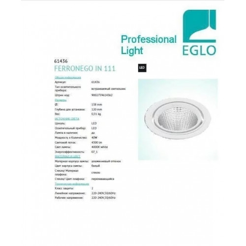 Точковий світильник Eglo FERRONEGO 61436