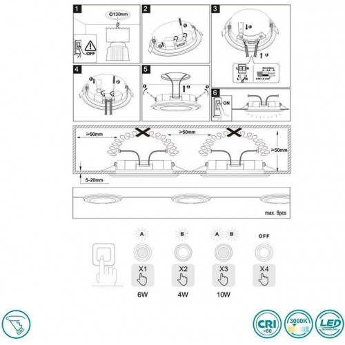 Точковий світильник Trio AURA 652410132