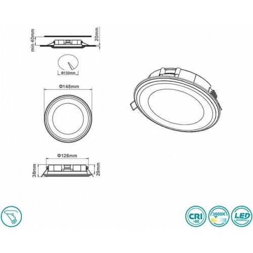 Точковий світильник Trio AURA 652410132