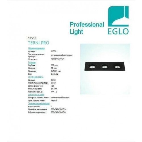 Точковий світильник Eglo TERNI PRO 61536