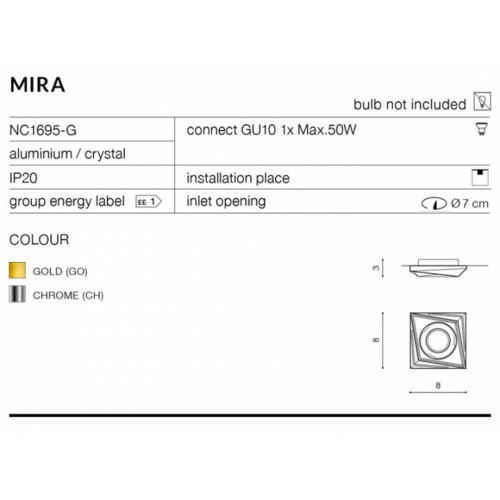 Точковий світильник AZzardo MIRA AZ1464 (NC1695GO)