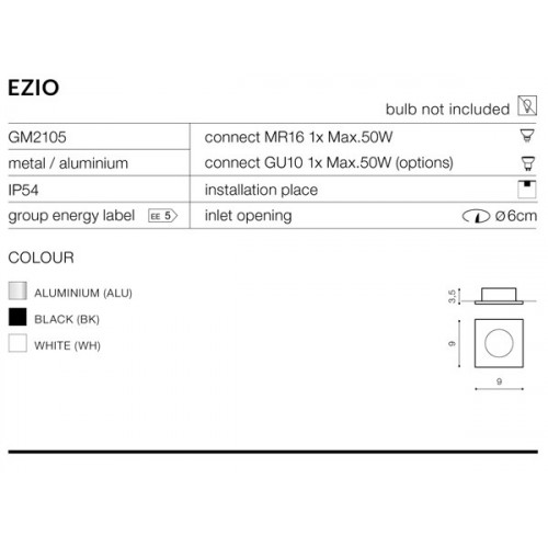 Точковий світильник AZzardo EZIO AZ0811 (GM2105ALU)