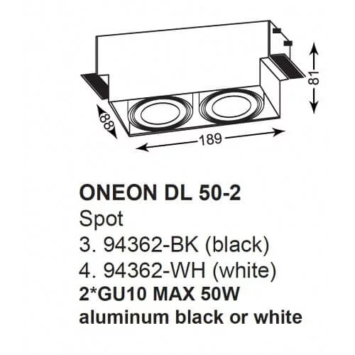 Точковий світильник Zuma Line ONEON DL 50-2 94362-BK